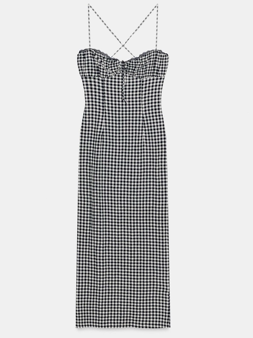 Zara Midi Navy and White Gingham Dress